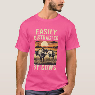 Einfach abgelenkt von Kühen Lustige Kuh-Landwirte T-Shirt