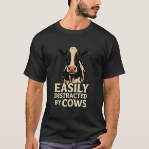 Einfach abgelenkt von Kühen Lustiges landwirtschaf T-Shirt