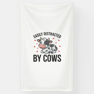Einfach abgelenkt von Kühen Vintage Kuh Grafik_1 Banner