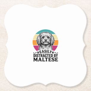 Einfach abgelenkt von Maltese Vintage-Hundedesign_ Untersetzer