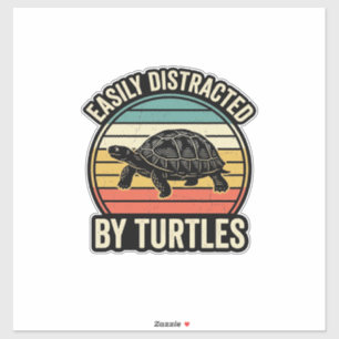 Einfach abgelenkt von Schildkröten Vintage Grafik- Aufkleber