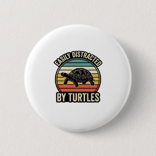 Einfach abgelenkt von Schildkröten Vintage Grafik- Button