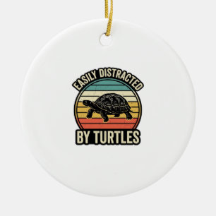 Einfach abgelenkt von Schildkröten Vintage Grafik- Keramik Ornament