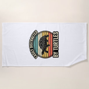 Einfach abgelenkt von Schildkröten Vintage Grafik- Strandtuch