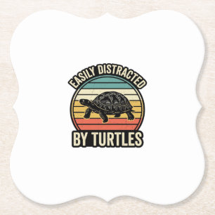 Einfach abgelenkt von Schildkröten Vintage Grafik- Untersetzer