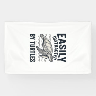 Einfach abgelenkt von Schildkröten Vintage-Shirt-D Banner