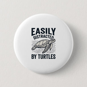 Einfach abgelenkt von Schildkröten Vintage-Shirt-D Button