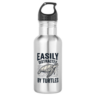 Einfach abgelenkt von Schildkröten Vintage-Shirt-D Edelstahlflasche
