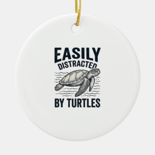 Einfach abgelenkt von Schildkröten Vintage-Shirt-D Keramik Ornament