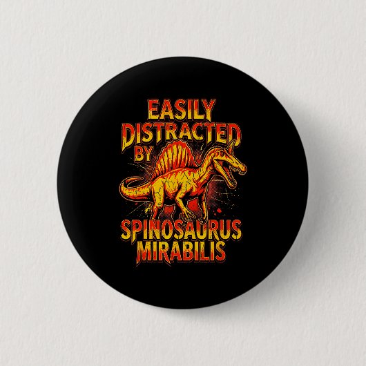 Einfach abgelenkt von Spinosaurus mirabilis Retro Button (Vorderseite)