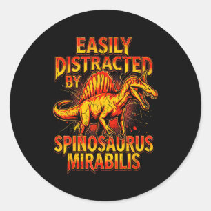 Einfach abgelenkt von Spinosaurus mirabilis Retro Runder Aufkleber