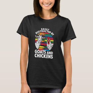 Einfach abgelenkt von Ziegen und Hühnern Lustiger  T-Shirt