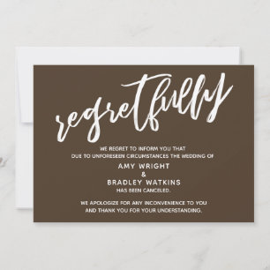 Einfach abgesagte Hochzeit Rich Brown Bedauern Kar Einladung