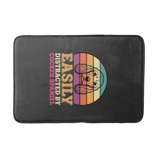 Einfach ablenkbar durch Cocker Spaniel Retro Hund Badematte (Vorderseite)