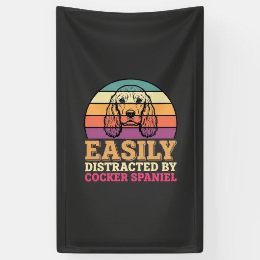Einfach ablenkbar durch Cocker Spaniel Retro Hund Banner (Vertikal)