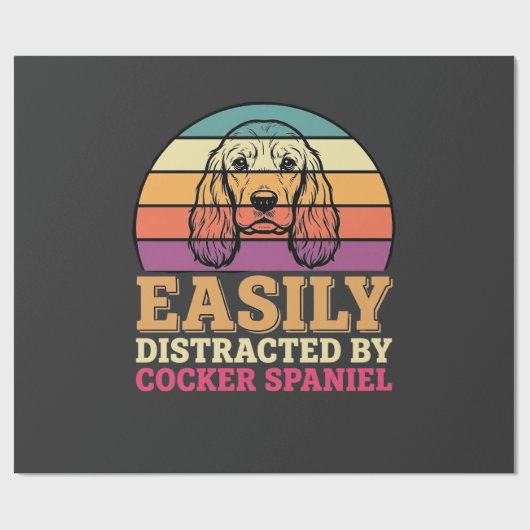 Einfach ablenkbar durch Cocker Spaniel Retro Hund Geschenkpapier (Flach)