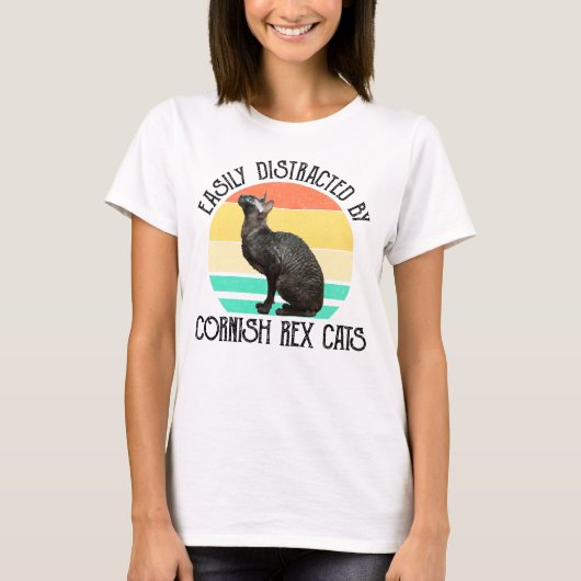 Einfach Ablenkbar Durch Cornish Rex Katzen T-Shirt (Vorderseite)