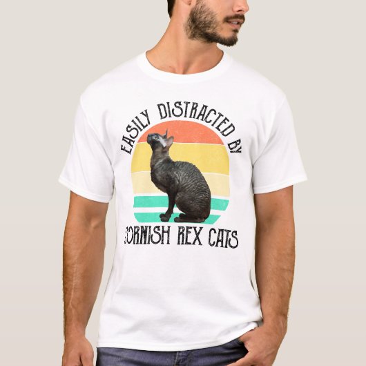 Einfach Ablenkbar Durch Cornish Rex Katzen T-Shirt (Vorderseite)
