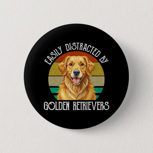 Einfach Ablenkbar Durch Golden Retriever Button (Vorderseite)
