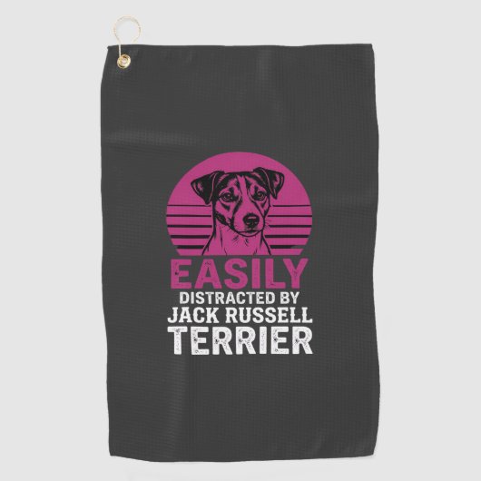 Einfach ablenkbar durch Jack Russell Terrier Golfhandtuch (Vorderseite)