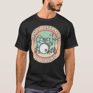 Einfach ablenkbar durch Trommeln Retro Pastell Abz T-Shirt