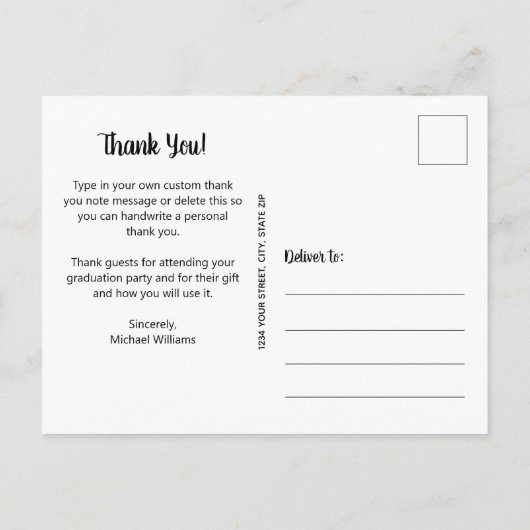 Einfach Abschluss Vielen Dank Postkarte (Rückseite)