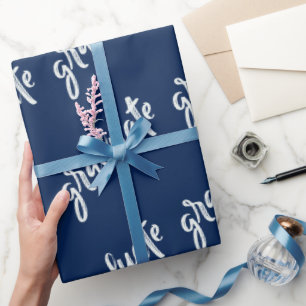 Einfach Absolvent  Blau und Weiß  Abschlussfeier Geschenkpapier