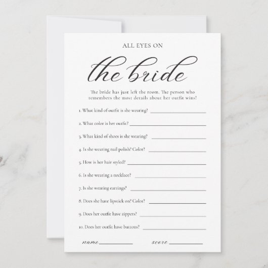 Einfach alle Augen auf dem Bride Brautparty Spiel Einladung (Vorderseite)