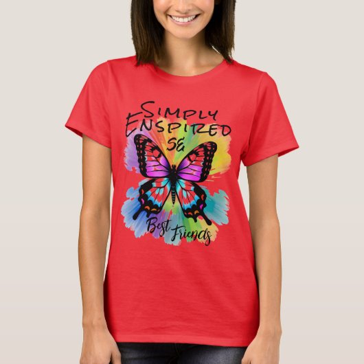 Einfach angespornt Best Friends Butterfly T-Shirt (Vorderseite)