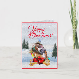 Einfach anpassbare süße Pittie-Hund-Weihnachtskart Karte