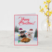Einfach anpassbare süße Schnauzer-Hund-Weihnachtsk Karte (Gelbe Blume)