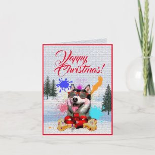 Einfach anpassbare süße Sibirian Husky Weihnachtsk Karte