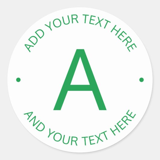 Einfach anpassbarer Text | Grün/Weiß Runder Aufkleber (Vorderseite)