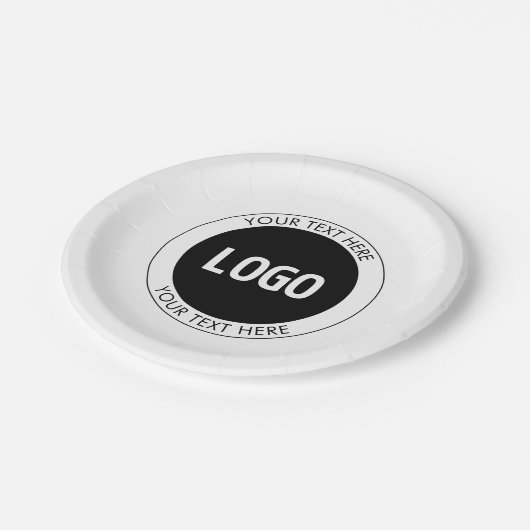 Einfach anpassbarer Text und Ihr Logo oder Bild Pappteller (Schrägansicht)