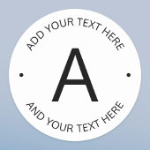 Einfach anpassbarer Text | Weiß und Schwarz Runder Aufkleber