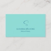 Einfach Aquamarin mit Monogram und Logo modern Sch Visitenkarte (Vorderseite)