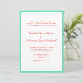 Einfach aquamarine Hochzeitseinladung in Farbrahme Einladung (Stehend Vorderseite)