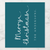 Einfach Aquamariner Name Minimalistisch Frohe Weih Weinetikett (Einzelnes Label)