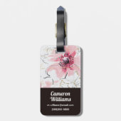 Einfach Aquarell des Rosa-| mit Blumen Gepäckanhänger (Rückseite vertikal)