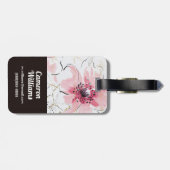 Einfach Aquarell des Rosa-| mit Blumen Gepäckanhänger (Rückseite horizontal)
