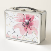 Einfach Aquarell des Rosa-| mit Blumen Metall Brotdose (Vorderseite)