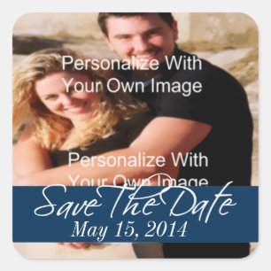 Einfach Atemberaubende Deep Navy Save the Date Sie Quadratischer Aufkleber
