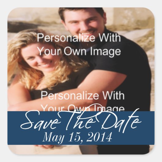 Einfach Atemberaubende Deep Navy Save the Date Sie Quadratischer Aufkleber (Vorderseite)