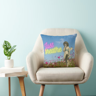 Einfach atmen Vintage-Engel Veränderte Kunst Kissen