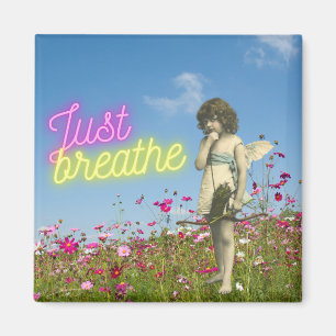 Einfach atmen Vintage-Engel Veränderte Kunst Magnet