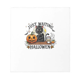 Einfach auf Halloween wartende schwarze Katzenlady Notizblock