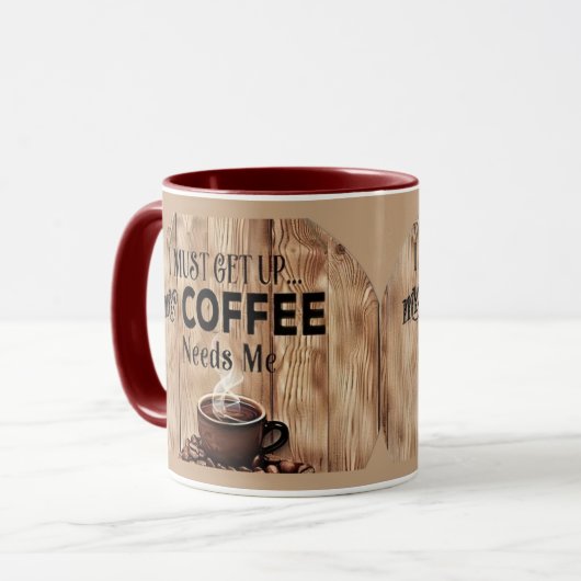Einfach aufstehen und Kaffeetasse – Lustiger Kaffe (Vorderseite Links)