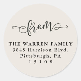 Einfach aus Creme Save the Date Rücksendeadresse Runder Aufkleber