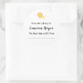 Einfach aus der Bibliothek Buchzeichens, Gelber Lö Runder Aufkleber (Tasche)