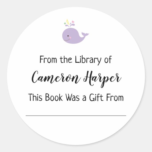 Einfach aus der Bibliothek des Buchzeichens, Lila Runder Aufkleber (Vorderseite)